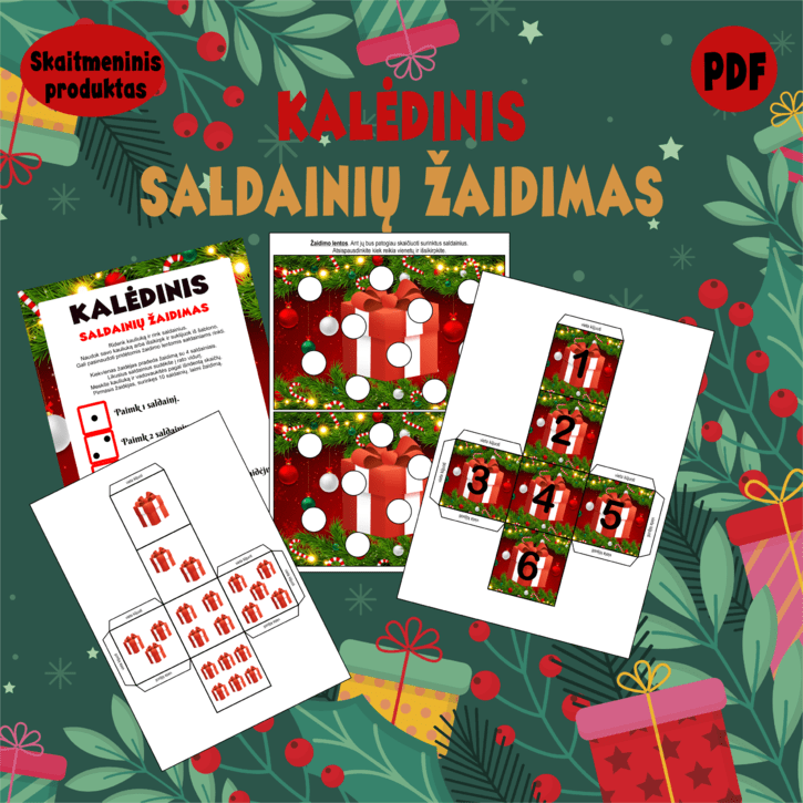 Kalėdinis saldainių žaidimas PDF (skaitmeninis produktas)