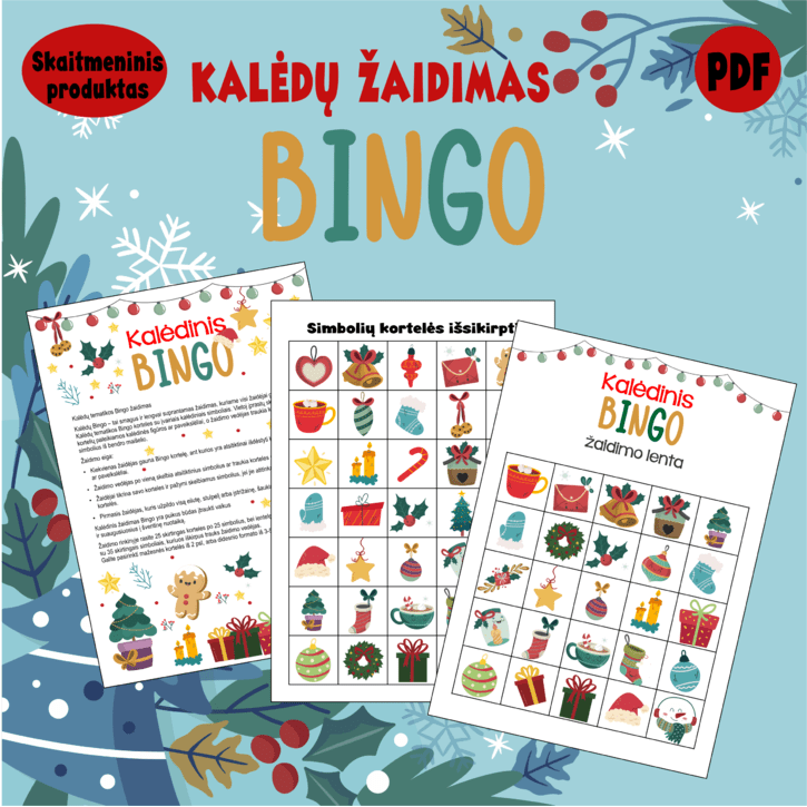 Kalėdų Bingo PDF (skaitmeninis produktas)